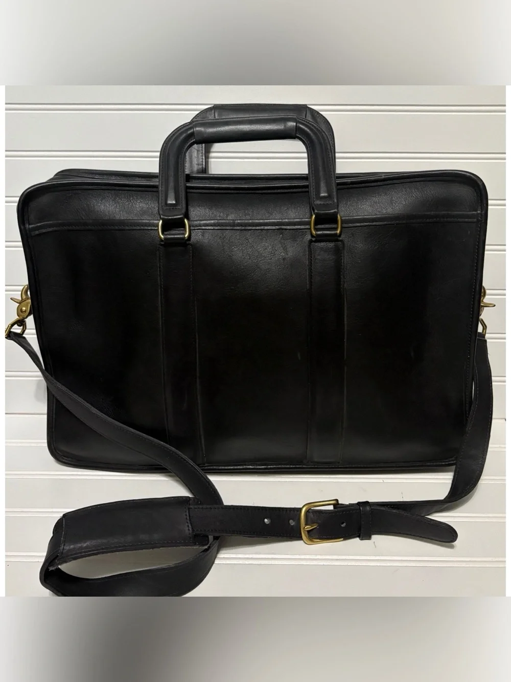 COACH Embassy Vintage Black Leather Briefcase Laptop Bag Mens Womens 5296